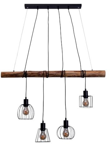 Pendelleuchte Holzleuchte Deckenlampe Esszimmerleuchte Hängelampe 4-Flammig