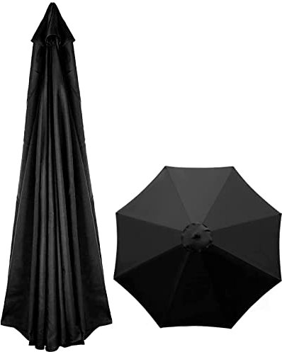 Toile de rechange pour parasol de terrasse, 8 baleines - 2,7 m et 3 m - Noir