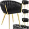 tectake® Samt Stuhl, Schalenstuhl mit Armlehne in Knoten Optik, Esszimmerstühle, Sessel modern für Wohnzimmer, Esszimmer, als Küchenstühle, für Schminktisch, Dining Chair Set - Schwarz/Gold, 4er Set