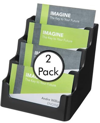 Deflecto 2 Pack 4 Tier 4 Pocket Landscape Business Card Holder Black