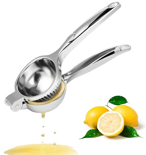 Presse Citron - Presse Manuelle - Presse Agrumes à Main 7cm de Diamètre, Acier Inoxydable, Durable, Maximum de Rendement en Jus, Parfaite pour Cuisine, Bar et Restaurant (Argent)