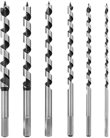 Mèche à bois hélicoïdale 6, 8, 10, 12, 14, 18 mm x 230 mm avec tige hexagonale - Foret hélicoïdal long en acier à haute teneur en carbone - Pour coffrage et perçage précis du bois
