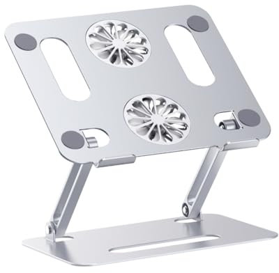 Lurrose Ventilato per Laptop Regolabile con Doppio Ventilatore Raffreddamento Struttura Ergonomico per Casa