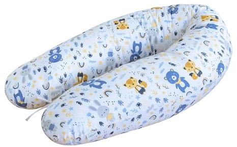 LOOLAY® Stillkissen XXL EPS FEST Styropor-Füllung Lagerungskissen Seitenschläferkissen Ink.Bezug 170cm (Wald Tiere)