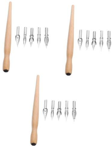 OSALADI 3 Sätze Kalligraphie Dip Pen mit Austauschbaren und Holzgriff Elegante Schreibfeder für Handlettering und Notizen für Kreative Projekte und Kalligraphie Fans