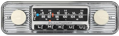 Blaupunkt Frankfurt Stereo Classic, 1-DIN Autoradio, Oldtimer-Design mit verchromter Metallfront im Wellendesign, DAB+, Bluetooth, USB, Aux-Eingang, Lenkradfernbedienung, Sub-Out, 4x50Watt, 12v