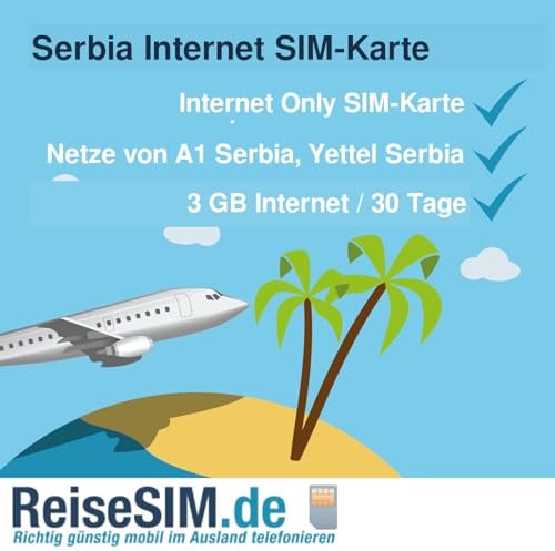 ReiseSIM Serbien Internet SIM-Karte, 3-20 GB Datenvolumen, 30 Tage Gültigkeit, Yettel 4G/5G Netz, Nano-SIM oder eSIM (3 GB / 30 Tage, SIM-Karte (3in1))