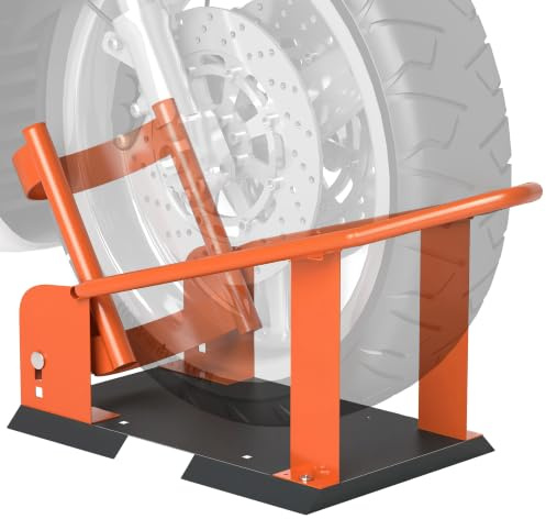 HOMCOM Motorradständer für 15-21, Einstellbare Motorradwippe, Orange | 381-533,4 mm Vorderrad, 816,5 kg Tragkraft, Transportständer aus Stahl, Montageständer