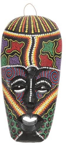 PACKOVE Tribal Mask Decoration Wooden Wall Sculpture Carved African Style Unique Delicate Pattern Artistic Atmosphere for Wall Decoration and Assorted style
