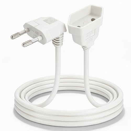 AmiCera 5M Verlängerungskabel Flach, Verlängerungskabel mit Flachstecker 90 Grad, Typ-C-Stecker Eurostecker auf Typ-C Euro Stromkabel Verlängerung für Bildschirm, Lampe, Haushaltsgeräte