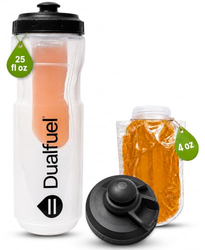 Dual Fuel 750ml Sports Bottle – Cycle Water Bottle with Gel Storage | Dual-Chamber, Switchable Hydration & Gel System, Leak Resistant for Cycling, Triathlon & Other Endurance Sports