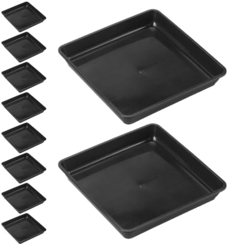 MINAOLULUS 10pcs Square Plastic Plant Saucer Tray for Flower Pots and Planters, Portable with Efficient Water Collection, Suitable for Balconies and Gardens, Sturdy Black Material, Plant Drip