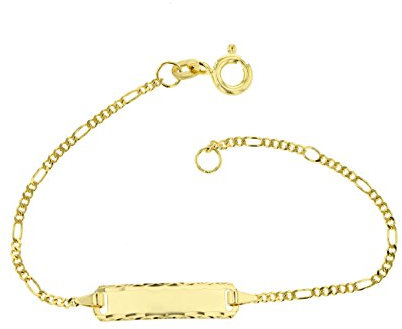 JC Schmuck 585 Gold Baby ID-Armband Kinder Goldarmband 14 cm I Figaro Armband mit Gravur Taufarmband Gold Namensarmband I Babyarmband mit Namen I Kinderschmuck made in Germany I 5.53043