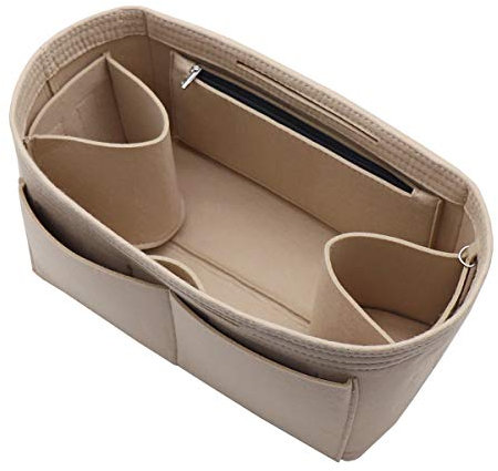 Handtascheneinsatz/Organizer aus Filz, Reißverschluss-Taschenbeutel, Tasche-in-der-Tasche, Flaschenhalterung mit wasserdichter Tasche, Beige (beige), X-Large