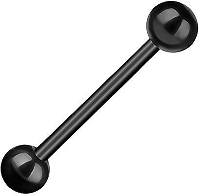 Piercingfaktor Barbell Stab Piercing Hantel Stecker Zunge Ohr Ohrpiercing Zungenpiercing Intim Brust Oral Tragus Helix Kugel 1,6mm x 10mm x 4mm Schwarz