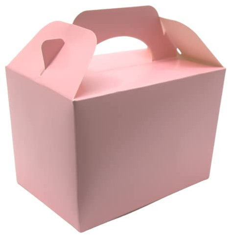 Lotus 20 x Children/Kids Plain Coloured Party Boxes Carry Food Meal Fun Picnic Birthday Wedding Favour/Baby Shower Party Halloween Trick or Treat Box Loot Bag (Baby Pink)