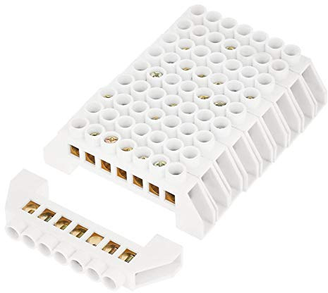 Conector de terminal de bloque de latón con diseño de puente de 7 orificios, 10 piezas, para distribución de cableado eléctrico