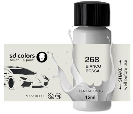 SD COLORS Bianco Bossa Nova 268, 268A, 268/A, 674, 934 - Vernice per ritocchi, 15 ML, per Riparare Graffi e scheggiature, con Pennello, (Solo Vernice)