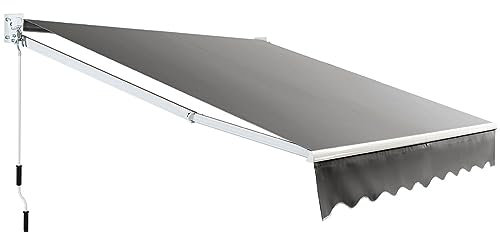 COSTWAY Tenda da Sole per Esterno Avvolgibile, Tenda da Sole a Bracci Estensibili con Telaio in Alluminio e Tettuccio Resistente al Sole e Impermeabile e Manovella (Grigio, 295 x 250 cm)
