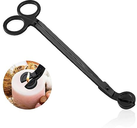 Cuayaes Coupe Meche Bougie, Coupe-MèChe De Bougie, Outil De Coupe De Coupe De MèChe De Bougie en Acier Inoxydable Poli pour Bougie (Noir)