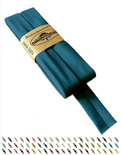 Sandras-Bastelladen Oaki Doki Schrägband/Einfassband Tricot de Luxe Jersey gefalzt 3m x 20mm 211-Petrol