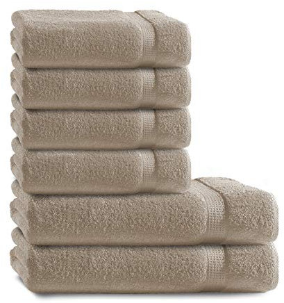 Müskaan 6-TLG Premium Frottee Handtücher Duschtücher Set 100% Baumwolle Beige