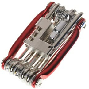 LATRAT Strumento per Biciclette 11 in 1, per Biciclette Multifunzione Multitool Pieghevole Multifunzionale Completamente Funzionale, Strumento Riparazione Biciclette In Acciaio Inox - rosso