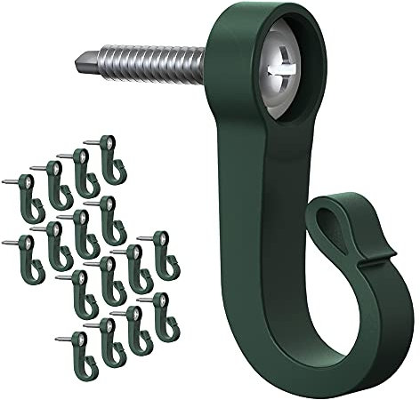 inBovoga 16 Pack Q-Hanger, Edelstahlschraube Home Weihnachtsbeleuchtung Haken für Outdoor Lichterketten, Indoor Outdoor Quick Release für Silvester Party LED Lichterketten, Retro Grün