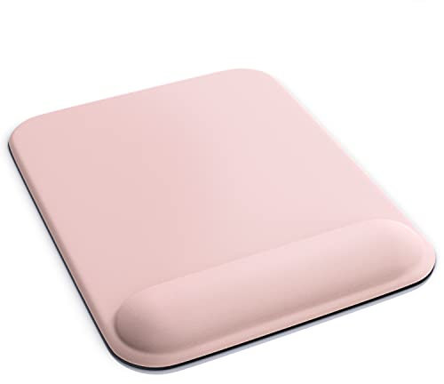 TITANWOLF - Tapis de Souris avec Coussin en Gel - Repose-Poignet Gaming, Mousepad Wrist Rest - Confort Repose Poignets Ergonomique, Hydrofuge & Lavable - Base antidérapante - PC Laptop Notebook - Rose