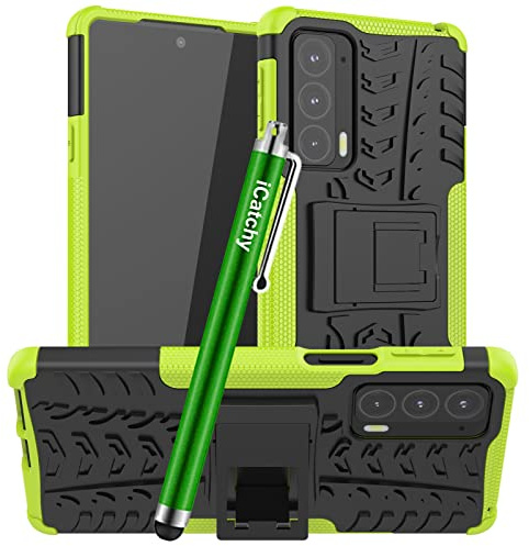 iCatchy for Motorola Edge 20 Case Heavy Duty Hard Tough Dual Layer Hybrid Shockproof kickstand Cover (Lime)