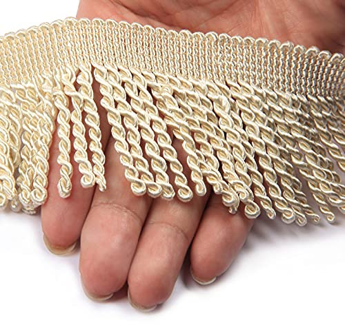 Fenghuangwu Vorhang Fransen Bullion Fransen Trim 6.3 cm Stoff Borten Nähen DIY Dekoration für Vorhang Sofa Kleidung (4,5 m, Beige)