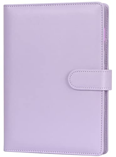 FYY 6 Löcher Binder Notizbuch, A5 PU Leder Loseblatt Notizbuch Binder Notebook,Notizbuch Din A5 Nachfüllbar PVC Binder Taschen/A5 Refill Paper für Filofax A5 Notizen DIY Bullet Journal Skizze,Lila