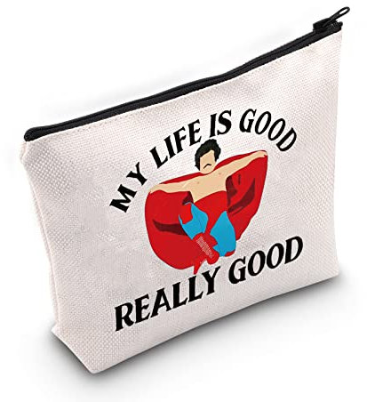 LEVLO Lustige Nacho-Kosmetiktasche, Make-up-Tasche, schwarze Fans, Geschenk, My Life Is Good Really Good Make-up-Tasche mit Reißverschluss für Freunde und Familie, My Life Is Good, Kosmetiktasche