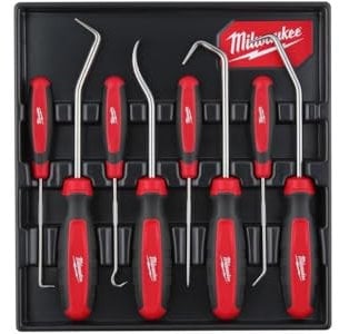 Milwaukee Montagehaken 8er Set 2x flach, 2x gebogen, 2x 90°, 2x 45°, rot