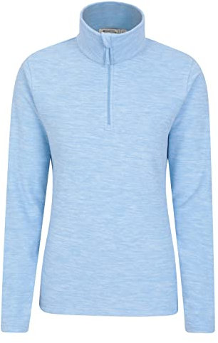 Mountain Warehouse Snowdon Womens Fleece Top - Warm Pullover, Lightweight Sweater, Half Zip, Breathable Ladies Tee, Quick Drying - For Spring Summer, Walking, Travelling Corn Blue Women's Size 14