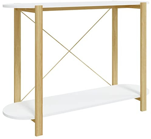 vidaXL Konsolentisch Konsole Beistelltisch Flurtisch Sofatisch Ablagetisch Wohnzimmertisch Tisch Stauraum Weiß 110x38x75cm Holzwerkstoff