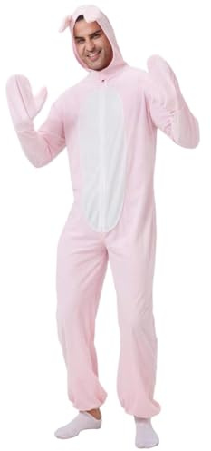 Wudaizhi Herren Animal Cosplay Festival Osterhasen Jumpsuit Halloween Kostüm Für Erwachsene Rosa Kaninchen -outfit Carnival Fancy Kleid