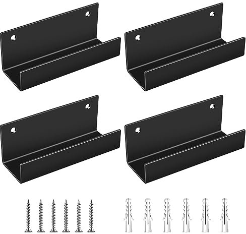 Worldity Leiteraufhänger zur Wandmontage, robuste Eisenleiterhaken für Garagenwand, rutschfeste Garagenhaken mit Schrauben, Mehrzweck-Leiterhaken zum Aufhängen von Leitern, Schubkarre, Klappleiter, 4