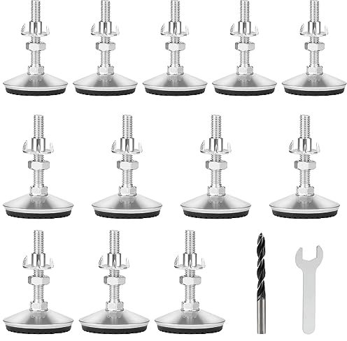lalago 12 Stück Möbelfüße Tischfüße Verstellbar, M8 * 50mm Metall Tischbeine Stellfüße Höhenverstellbar,Tisch Füße Beine mit Regulierschraube Verstellschraube für Möbelbeine