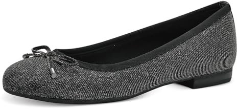 MARCO TOZZI Damen Ballerinas Glitzer Vegan, Schwarz (Anthracite Met), 39 EU