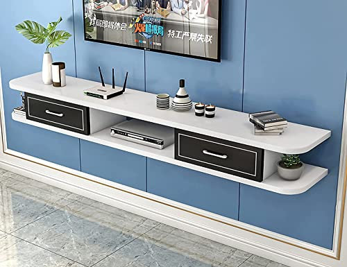 CENAP Meuble TV Flottant, étagère TV Murale, étagère de Rangement multimédia en Bois, Console TV Suspendue Mate pour décodeurs câbles routeurs lecteurs DVD/C / 140CM