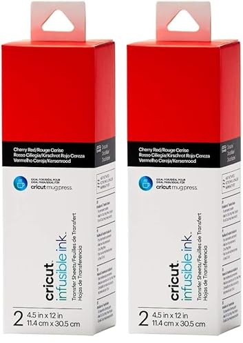 Cricut Infusible Ink Transfer 2 Sheets | 11.4cm x 30.5cm (4.5 x 12) | Cherry Red | Ideal for use Mug Press (Pack of 2)