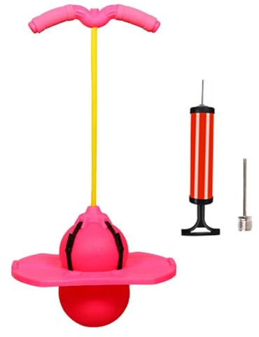 EHOTER Balance Ball Pogo Stick Jumper Pogo Ball Mit Griffen, Pumpe Multifunktional Balance Sprung Ball Übungsball Fitness Body Training Assistent Kinder Erwachsene Spielzeug Geschenk (Pink)