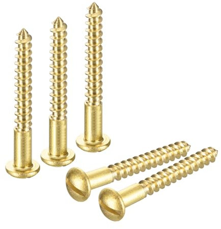 QUARKZMAN Holzschrauben M3 x 30mm Schlitz Rundkopf Messing Selbstschneidende Schraube Holzarbeitsschraube 40 Stück