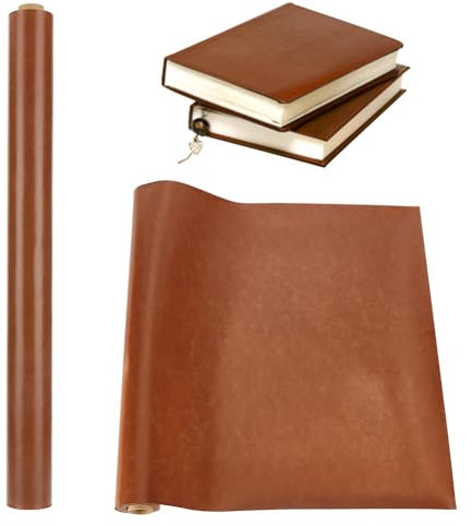 OLYCRAFT 120x43cm Braune Kunstleder Bucheinband Tuch Bucheinband 0.7mm dick Kunstleder Buch Tuch Leder ähnliche Bucheinband für Buchbinderei Geschenk Box Machen DIY Handwerk