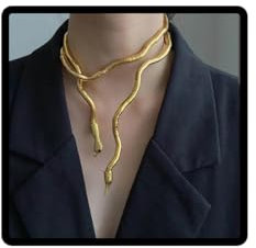 Danshinbow Geometrische Runde Schlange Choker Halskette Kette und Armbänder Zufällige Biegung Halsketten Hand Ketten Punk Einstellbarer Schmuck für Frauen und Mädchen (Gold 2)