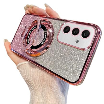 QIWEIQING Glitzer Handyhülle für Samsung Galaxy Note 10 Plus Hülle Kompatibel mit Mag-Safe, Weicher TPU Kratzfeste Stoßfeste Cover Case für Damen, Ultra Dünn Hülle für Galaxy Note 10 Plus.Pink DS