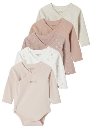 Vertbaudet 5er-Pack Baby Langarm-Bodys mit Herzen, Bio-Baumwolle hellrosa 68