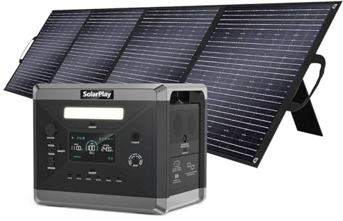SOLARPLAY Centrale Elettrica Portatile 2400w con Pannello Solare 200W, 2160wh Generatore Solare con 12 Uscite, Batteria LiFePO4, Portable Power Station per Campeggio, Emergenza, Viaggio, q2501