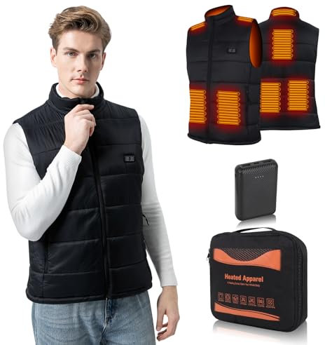 BIAL Men's Heated Gilet, USB Electric Heated Vest Heated Waistcoat for Men, Heated Body Warmer Jacket with 12000mAh Battery Pack for Winter Outdoor Skiing Hunting